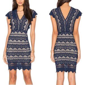 NIGHTCAP ANTOINETTE BLUE LACE SHEATH DRESS